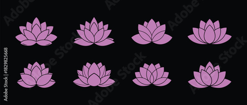 Pink Lotus Flower Vector Set | Purity, Zen, and Spiritual Design Elements