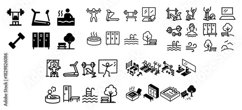 Fitness and wellness icon collection