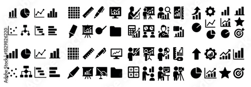 Diverse business data icon set