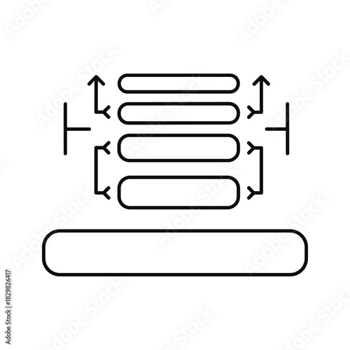 Data processing and organization icon with multiple inputs leading to a single aggregated output.