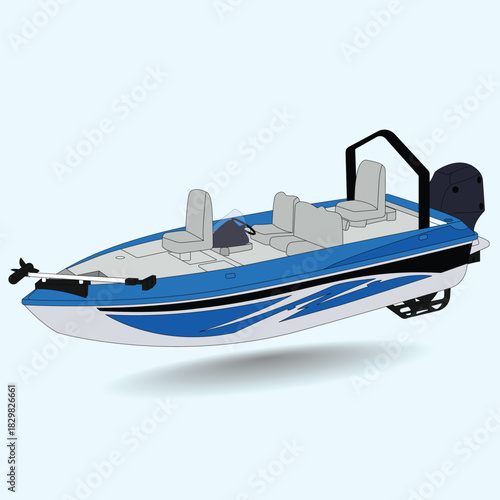 Realstic Boat Vector  Line Art Illustration
