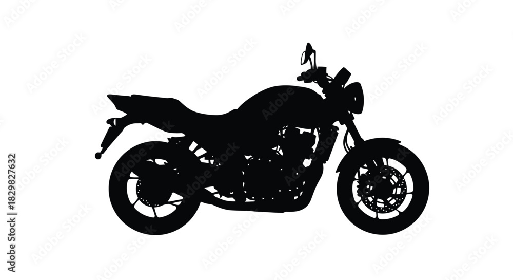 Fototapeta premium Black motorcycle silhouette vector illustration on white background