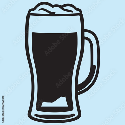 silhouette icon of a refreshing beer glass with 