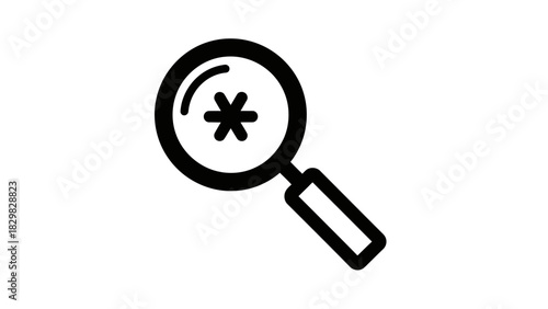 Magnifier search find zoom glass explore icon magnifying lens tool research discovery asterisk examine