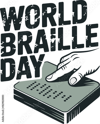 Celebrating world braille day awareness of braille literacy for visually impaired people 