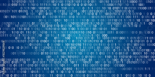 Blue screen computer binary code listing table background