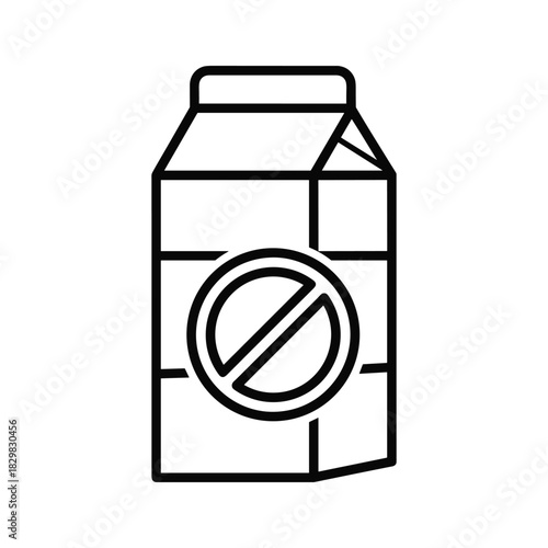 Lactose-free milk carton outline icon, symbolizing dairy allergy or vegan diet and healthy lifestyle