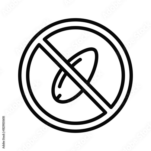 No medication allowed concept with pill symbol inside a forbidden circle outline icon vector