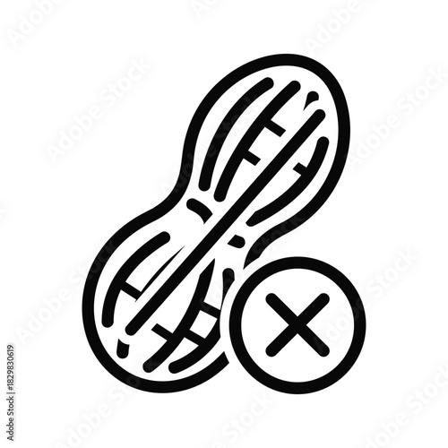 Allergy warning symbol for peanuts, indicating nut intolerance and food restriction for health safety