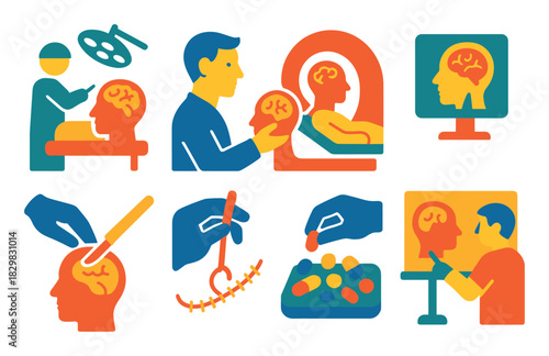 Neurosurgery Icons Grid