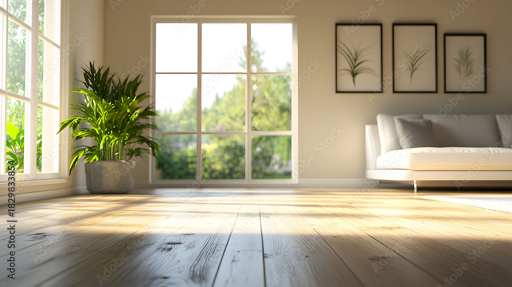 Fototapeta premium Sunlit Room with Botanical Prints