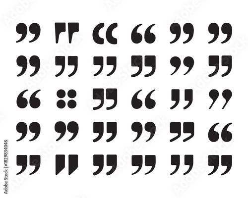 Collection of quotation marks and punctuation symbols in black