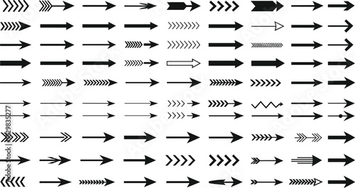 A modern vector collection featuring black line art icons of outdoor elements, including mountains, winding rivers, the ocean, various sun positions, and tranquil tropical island scenes.