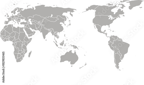 grey colour world map high quality vector illustration