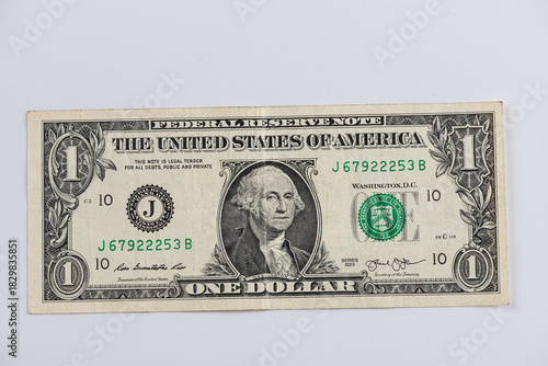 One Dollar Bill Front View Featuring Benjamin Franklin Portrait and Federal Reserve Note Details