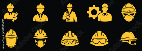 Engineer and Technician Silhouette – Industrial Worker Vector, Construction and Maintenance Icon Set