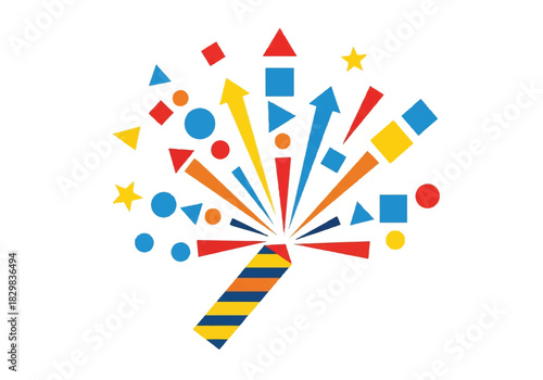 Colorful Celebration Burst of Confetti and Streamers Displaying Festive Joy.