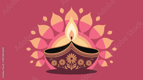 Celebrate Diwali with this beautiful floral diya, a symbol of light, hope, and prosperity for your festive designs and warm wishes today