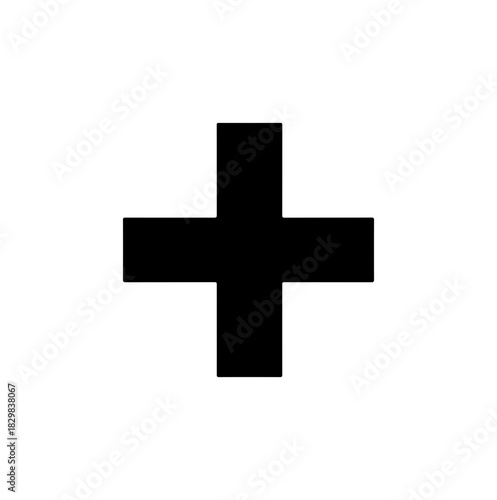 Bold plus symbol for positive impact, addition, medical, or creative design element
