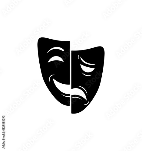 Classic theatre mask icon showcasing dual emotions, perfect for drama related themes