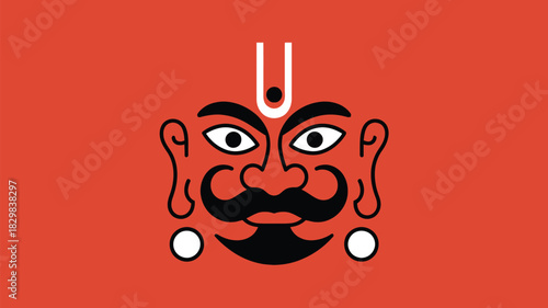 Bold Hanuman face art for festive displays, Hindu celebrations, and vibrant cultural expressions with a distinctive artistic flair and eye-catching design