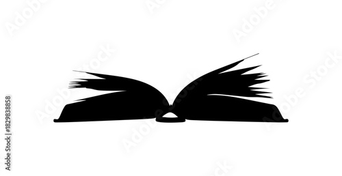 Open book silhouette for education, literacy, learning, and storytelling projects needs