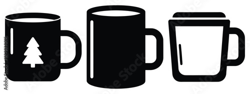 christmas mug silhouette vector icon set