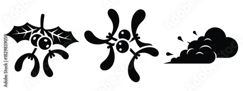 christmas mist silhouette vector icon set