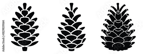 christmas pinecone silhouette vector icon set