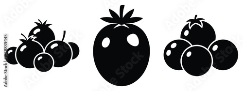 frozen berry silhouette vector icon set