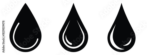 frozen droplet silhouette vector icon set