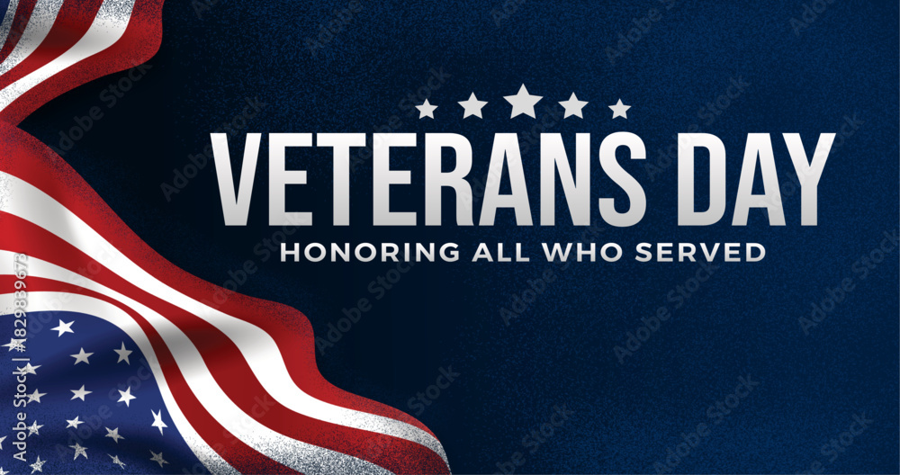 Naklejka premium Honor veterans with this patriotic design featuring the American flag and stars perfect for Veterans Day&nbsp;