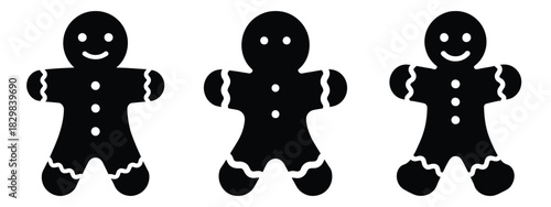 holiday gingerbread silhouette vector icon set