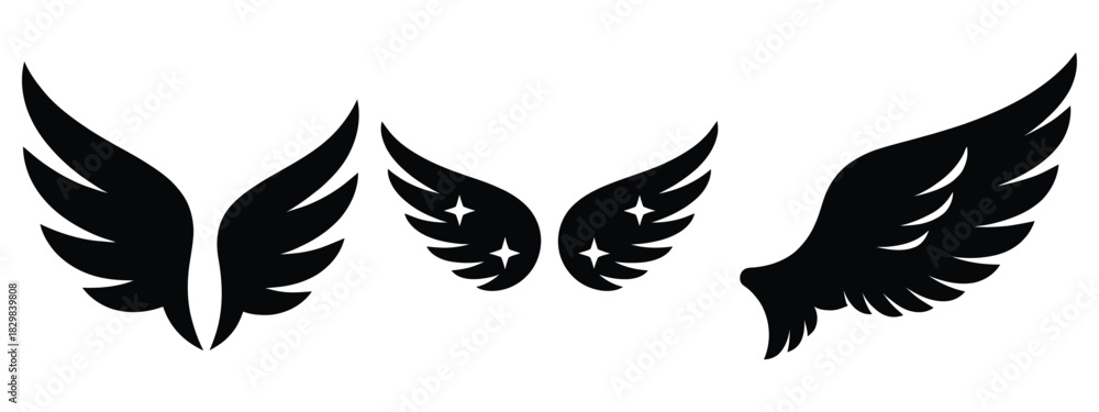 Fototapeta premium holiday sparkle wing silhouette vector icon set