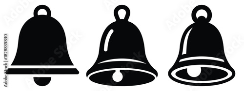 holiday sleigh bell silhouette vector icon set