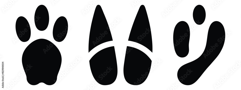 Fototapeta premium reindeer footprint silhouette vector icon set