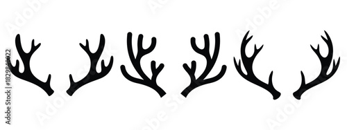 reindeer antlers silhouette vector icon set