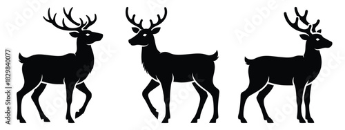 reindeer silhouette simple silhouette vector icon set