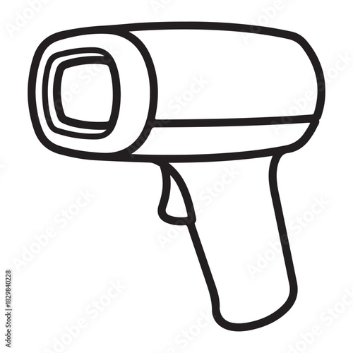 Illustration of a Non Contact Forehead Thermometer with Simple Black Outline