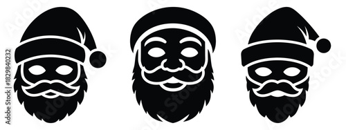 santa mask silhouette vector icon set