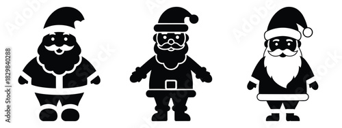 santa toy silhouette vector icon set