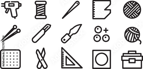 Crafting and Sewing Tools Illustration Set for DIY Projects and Hobby Enthusiasts