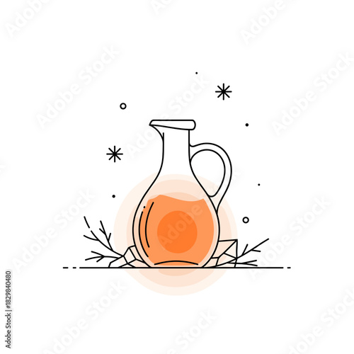 Festive jug with mulled wine and spices on a white background  