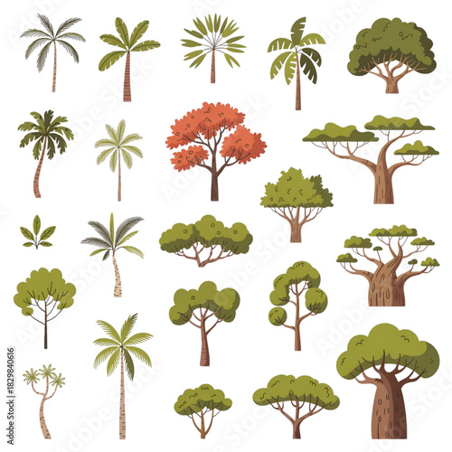 Mega Global Tree Vector Asset Collection, Diverse Set of Forest, Tropical, and Stylized Flora for Games and Design