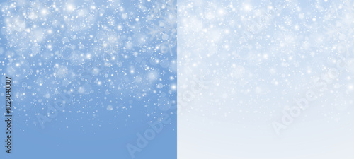 Snowflakes and frost on a cold winter background. Transparent ice and sparkling snow.