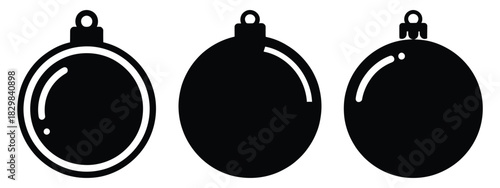 christmas bauble silhouette vector icon set