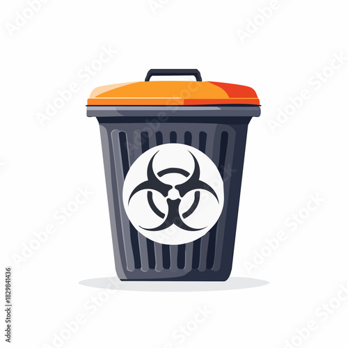 Vector illustration of a biohazard waste container with a warning symbol for disposing of dangerous and infectious materials