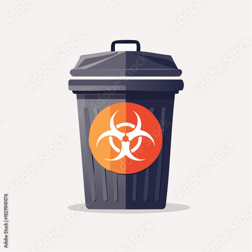 Biohazard waste bin icon, symbol for hazardous materials disposal and safety precautions