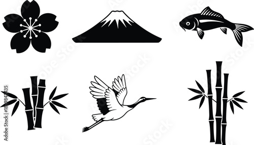 Japanese Cultural Icons Silhouette Collection culture