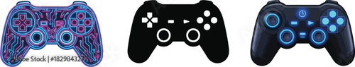Set of game controllers vector illustration of modern gamepad design isolated on white background